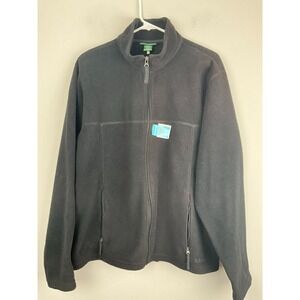 Vintage LL Bean Jacket Mens Large Black Fleece Full Zip Softshell Outdoor Warm‎